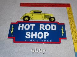 Vintage 1950 Hot Rod Shop Auto Parts Lightning 12 Metal Car Gasoline & Oil Sign
