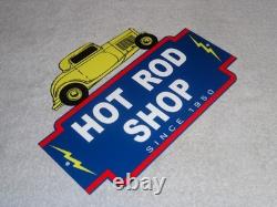 Vintage 1950 Hot Rod Shop Auto Parts Lightning 12 Metal Car Gasoline & Oil Sign
