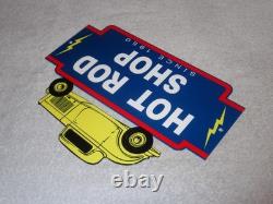 Vintage 1950 Hot Rod Shop Auto Parts Lightning 12 Metal Car Gasoline & Oil Sign