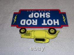 Vintage 1950 Hot Rod Shop Auto Parts Lightning 12 Metal Car Gasoline & Oil Sign