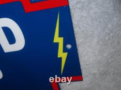 Vintage 1950 Hot Rod Shop Auto Parts Lightning 12 Metal Car Gasoline & Oil Sign