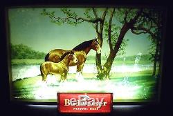 Vintage 1950's Budweiser Brand Beer Clydesdale Horse & Foal 20l Lighted Sign