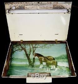 Vintage 1950's Budweiser Brand Beer Clydesdale Horse & Foal 20l Lighted Sign