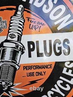 Vintage 1950's Davidson Motorcycle Legendary Spark Plugs Porcelain Sign 30