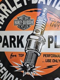 Vintage 1950's Davidson Motorcycle Legendary Spark Plugs Porcelain Sign 30