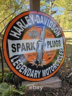 Vintage 1950's Davidson Motorcycle Legendary Spark Plugs Porcelain Sign 30