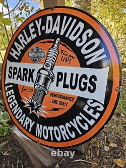 Vintage 1950's Davidson Motorcycle Legendary Spark Plugs Porcelain Sign 30