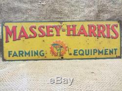 Vintage 1950's Embossed Massey Harris Tractor Sign Antique Farm Equipment 9884