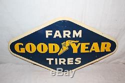 Vintage 1950's Goodyear Farm Tires Tractor Tire Gas Oil 28 Metal Sign