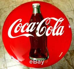 Vintage 1950's Porcelain 24 Coca-Cola Button Sign withBracket
