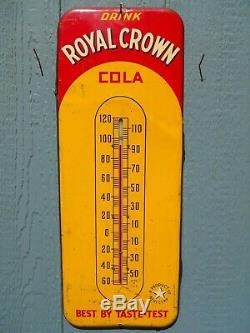 Vintage 1950's ROYAL CROWN COLA (Nehi Corp) Thermometer / Sign- Yellow Version