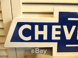 Vintage 1950s Chevrolet Bowtie Porcelain Sign Amazing Original GM Car Dealer WOW