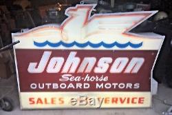 Vintage 1950s Johnson Seahorse Outboard Lighted Dealer Sign Advertisement NICE
