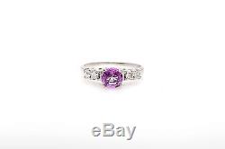 Vintage 1950s Signed $5000 2ct Natural Pink Sapphire Diamond 14k White Gold Ring