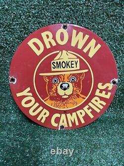 Vintage 1951 Smokey Bear Porcelain Sign Forest Service Dept Agriculture Park