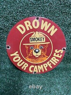 Vintage 1951 Smokey Bear Porcelain Sign Forest Service Dept Agriculture Park