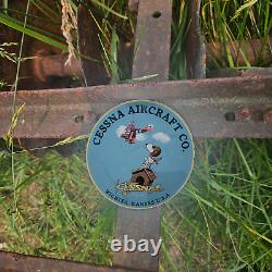 Vintage 1952 Cessna Aircraft Co. Snoopy Porcelain Gas Oil 4.5 Sign
