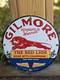 Vintage 1952 Gilmore Red Lion Porcelain Enamel Gas Pump Sign Winner 12