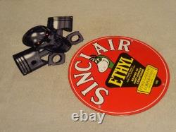 Vintage 1952 Sinclair Ethyl Gasoline Dino Porcelain Skull Cross Bones Metal Sign