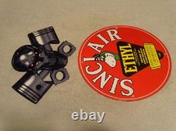 Vintage 1952 Sinclair Ethyl Gasoline Dino Porcelain Skull Cross Bones Metal Sign