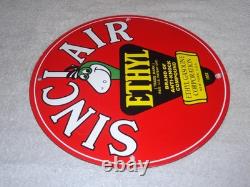 Vintage 1952 Sinclair Ethyl Gasoline + Dinosaur 11 3/4 Porcelain Metal Oil Sign