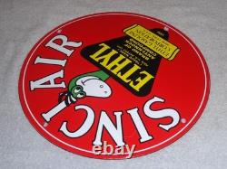 Vintage 1952 Sinclair Ethyl Gasoline + Dinosaur 11 3/4 Porcelain Metal Oil Sign