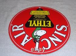 Vintage 1952 Sinclair Ethyl Gasoline + Dinosaur 11 3/4 Porcelain Metal Oil Sign
