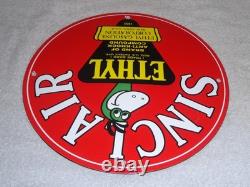 Vintage 1952 Sinclair Ethyl Gasoline + Dinosaur 11 3/4 Porcelain Metal Oil Sign