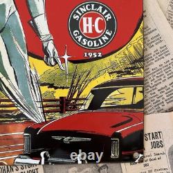 Vintage 1952 Sinclair Gasoline Antirust 8x12 Inches Porcelain Enamel Sign