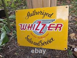Vintage 1952 Whizzer Sales & Service Porcelain Enamel Sign Scooter 16 X 12
