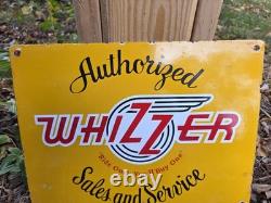 Vintage 1952 Whizzer Sales & Service Porcelain Enamel Sign Scooter 16 X 12