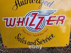 Vintage 1952 Whizzer Sales & Service Porcelain Enamel Sign Scooter 16 X 12