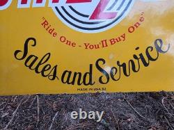 Vintage 1952 Whizzer Sales & Service Porcelain Enamel Sign Scooter 16 X 12