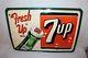 Vintage 1953 7up 7 Up Fresh Up Soda Pop Bottle 27 Embossed Metal Sign