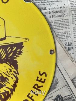 Vintage 1953 Smokey The Bear Forest Fire Wildfire 12 Inch Porcelain Enamel Sign