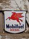 Vintage 1954 Mobil Porcelain Sign Mobilfuel Diesel Gas Station Shield Pegasus