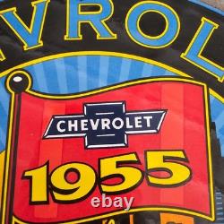 Vintage 1955 Chevrolet Cat Us Gasoline Oil Gas Pump Enamel Porcelain Sign