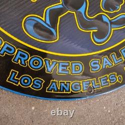 Vintage 1955 Chevrolet Cat Us Gasoline Oil Gas Pump Enamel Porcelain Sign