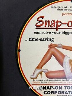 Vintage 1955 Snap on tools sign Corporation Porcelain Enamel Sign Pinup