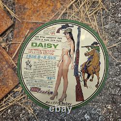 Vintage 1956 Daisy Bb Six Gun Porcelain Gas Oil 4.5 Sign