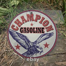 Vintage 1957 Champion Gasoline Porcelain Gas Oil 4.5 Antique Sign