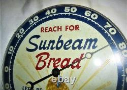 Vintage 1957 USA Sunbeam Bread Girl Art Advertising Thermometer Sign Pam Clock