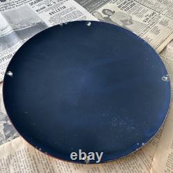 Vintage 1958 Esso Aviation Gasoline 12 Inch Convex Porcelain Enamel Sign