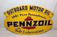 Vintage 1960 Pennzoil Outboard Boat Motor Oil 2 Sided 17 Metal Sign