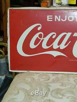 Vintage 1960 enjoy Coca Cola Gasoline and Oil Advertising Matel Sign