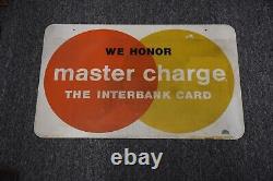 Vintage 1960's Master Charge Credit Card 2 Sided 29 x 18 inch Metal Sign