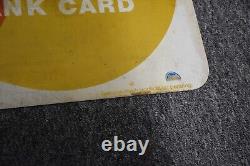 Vintage 1960's Master Charge Credit Card 2 Sided 29 x 18 inch Metal Sign