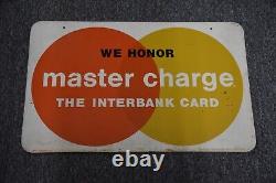 Vintage 1960's Master Charge Credit Card 2 Sided 29 x 18 inch Metal Sign