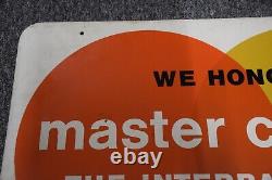 Vintage 1960's Master Charge Credit Card 2 Sided 29 x 18 inch Metal Sign