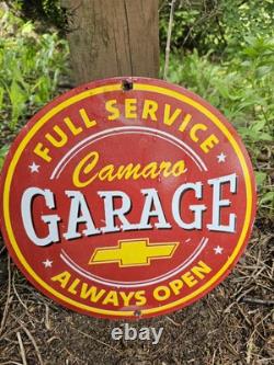 Vintage 1960's Porcelain Chevrolet Camaro Garage Gas Station Shop Sign 12
